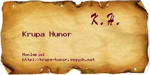 Krupa Hunor névjegykártya